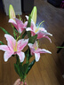 花艺赫家饰仿真花百合高枝装饰花假花绢花客厅摆设餐桌高档花艺干花花束摆件 78cm3头百合花粉色【2支】 实拍图