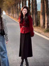 欧迪惠（Oudihui）2025年新款春秋连衣裙女装小香风红色外套衣服穿搭显瘦裙子女套装 红色外套+黑色裙 S 建议80-95斤 实拍图