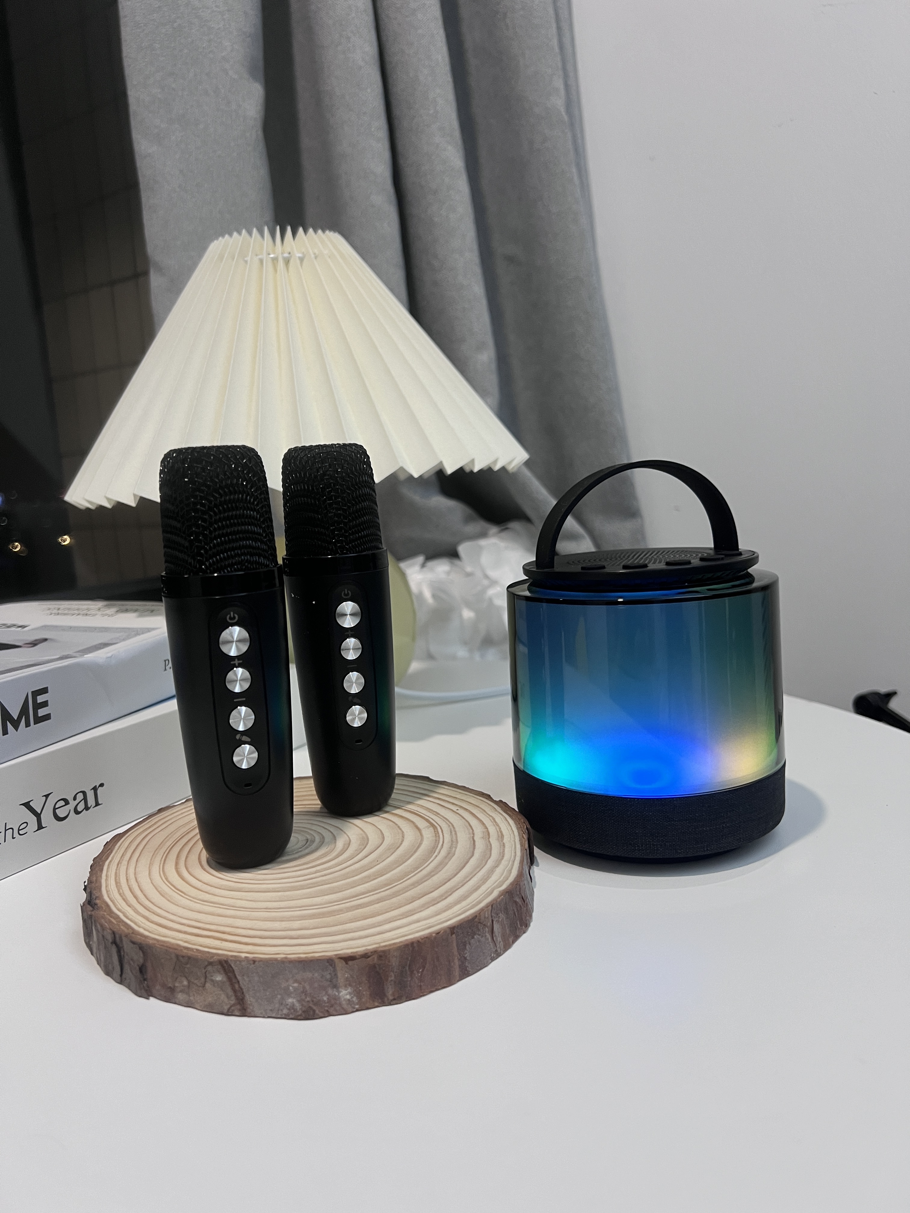 wortley柏林竞争之声蓝牙音箱家用无线k歌音响话筒麦克风户外唱歌小型家庭ktv小度智能 双麦版【太空黑】四核大音量【智能修音】小度语音点歌 实拍图