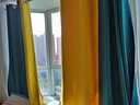 梦达莱全遮光窗帘成品免打孔安装罗马杆一整套卧室定制客厅防风保暖遮阳 拼接款：孔雀蓝+黄色 适用宽1.1-1.6米【窗帘高2.2米】 实拍图