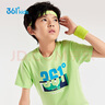 361°童装 儿童短袖2025夏季男女童6-14岁印花短T恤 绿160 实拍图
