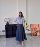舒芳蝶（shufangdie）连衣裙女装2025夏季新款韩系氛围感泡泡袖衬衫上衣百褶半身裙套装 衬衫+半身裙两件套装 M 实拍图