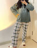 棉基因睡衣女100%纯棉春秋款女士长袖长裤家居服韩版可外穿圆领休闲套装 实拍图