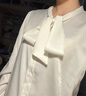FitonTon长袖衬衫女春秋款蝴蝶结系带设计感职业气质衬衣缎面上衣 白色 S 实拍图