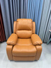 润识头等太空沙发舱单人沙发椅懒人沙发可睡觉摇摇椅功能按摩电动沙发 爱马仕橙【猫爪皮】 手动坐躺 实拍图