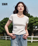 森马（Semir）短袖t恤女短款紧身夏季圆领正肩上衣V领收腰套头衫109324100003 实拍图