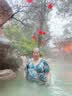 猎呐 泳衣女中年妈妈泳装 泡温泉游泳宽松大码分体平角裤裙式保守 蓝羽毛3XL码 建议140-160斤 实拍图