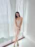 LAUREN VICTORIA真丝睡裙女100%桑蚕丝睡衣女士蕾丝性感睡衣吊带睡裙 杏色【睡裙+睡袍+腰带 胸垫】（礼盒包装） L (建议体重100-115斤) 实拍图