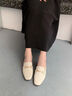 断码青蜓牌真皮包头半拖鞋外穿2023夏百搭穆勒女鞋中粗跟软底凉拖 米白色 38 实拍图