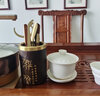 琦轩源 茶道六君子茶具套装家用茶道配件陶瓷功夫茶勺茶夹竹茶针茶盘摆件 粗陶福锦茶道筒（雅黑）+佛手五件套 实拍图