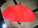 午二特价16骨素色彩虹伞长柄直杆伞防风伞晴雨伞商务伞logo遮阳广告伞 大红16K弯柄 实拍图