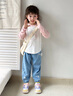 班喜迪女童牛仔裤秋装2025新款洋气宝宝冰丝裤子儿童薄款束脚休闲裤秋季 蓝色 130 实拍图