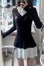 斤慕韩系学院风连衣裙2025假两件翻领拼接针织百褶裙修身收腰短裙七夕 拼接连衣裙【黑色M】 实拍图