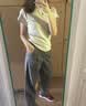 娇茹妮正肩圆领短袖t恤女装夏季2026年新款棉修身低基础款打底衫上衣 灰色 M (80—98斤） 实拍图
