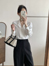 伯德小姐白色衬衫v领职业装女西装内搭上衣正装面试通勤日常雪纺衬衣 实拍图