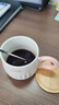 传旗杯子马克杯咖啡杯陶瓷杯高颜值水杯家用大容量带盖勺浅咖条纹杯 实拍图