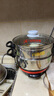 多星山东多星锅电热锅电炒锅电蒸锅多功能电锅304不锈钢多星电煮锅家用电火锅养生锅多用途锅 多星锅28cm（带3蒸格）4L 实拍图