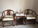 实木椅子中式圈椅围椅三件套南榆木太师椅官帽椅主人椅靠背椅包邮 胡桃色/茶几 整装 实拍图