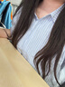 德玛纳【有风的远方】夏轻龄学院风衬衫条纹字母绣花舒适藏肉衬衣女上衣 实拍图