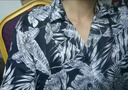 Angelgonzales夏威夷古巴领大码短袖冰丝花衬衫男胖子夏季薄款美式复古6939男 黑【树叶衬衫】 2XL 【145-165斤】 实拍图