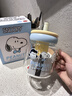 史努比（SNOOPY）玻璃杯大容量带吸管儿童宝宝果汁牛奶杯子男女学生带把手泡茶水杯 实拍图