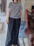 无印良品（MUJI）女式 汉麻 宽版裤 裤子女款 休闲裤阔腿裤长裤女装  25年夏季 黑色 BE1VLA5S XL （165/74A） 实拍图