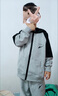 G.DUCKKIDS男童运动套装春秋装儿童衣服帅气休闲连帽外套长裤两件套2024新款 LAKU款灰色 140 建议身高125-135cm左右 实拍图