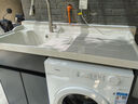 四季沐歌 太空铝洗衣机一体柜阳台伴侣卫生间洗手洗漱台盆带洗衣槽搓板 130CM(左盆)铁灰石-白盆 实拍图