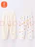 贝瑞加（Babyprints）婴儿裤子2条装男女宝宝纯棉长裤儿童护肚高腰裤家居裤 黄熊100 实拍图