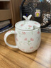 后海杯子陶瓷杯女马克杯带盖带勺子家用喝水杯骨瓷早餐杯咖啡杯少女心 胖胖杯-小碎花400ML【可微波】 实拍图
