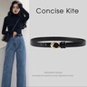 CONCISE KITE【礼盒装】官方皮带女士牛皮西装连衣裤裙带CK牛仔轻奢腰带 黑色 105cm （带宽2.3） 实拍图