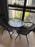 紫叶户外阳台桌椅三件套铁艺桌椅藤椅茶几三件套组合室外休闲桌椅 2椅+D60玻璃茶几无孔 实拍图