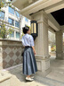 舒芳蝶（shufangdie）连衣裙女装2025夏季新款韩系氛围感泡泡袖衬衫上衣百褶半身裙套装 衬衫+半身裙两件套装 M 实拍图