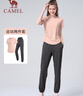 骆驼（CAMEL）户外晨跑运动服女休闲短袖两件套装 Y23BA0L6059 阳光粉/灰 XL 实拍图