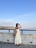 沐霓法式挂脖连衣裙女士装夏季沙滩海边度假风气质无袖碎花白色长裙子 提花挂脖无袖连衣裙【杏色】 S 建议80-100斤 实拍图
