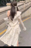 舒芳蝶（shufangdie）蕾丝碎花吊带裙2025新款夏季法式初恋惊艳仙女连衣裙开衫两件套装 杏色吊带裙+开衫两件套 M 实拍图