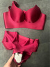 KJ文胸无钢圈内衣女无痕聚拢文胸套装调整型上薄下厚按摩一片式胸罩 本命年酒红色套装 80B /80A=36AB通杯 实拍图