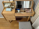 乐系（LEXI） 梳妆台卧室化妆桌简约小户型翻盖收纳一体北欧风实木化妆台 带灯+实木梳妆台100+妆椅-原木色 实拍图