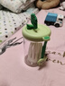 3D挂件高颜值冷萃玻璃杯茶水分离吸管杯子可爱萌趣水果杯便携手提 绿色 实拍图