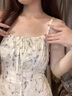 艾珠儿（Aizhuer）碎花吊带连衣裙女夏季法式小个子长裙海边度假裙子开衫两件套装裙 白色开衫+紫色裙 M 实拍图
