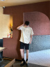 卡宾（CABBEEN）【柔软弹力】潮牌拼接刺绣休闲短裤男2024夏季新款宽松五分裤 煤黑色01 XL /52/180 实拍图