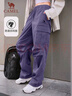 骆驼（CAMEL）直筒梭织工装长裤女防泼水百搭伞兵裤 C24CA6L6619 拂袖紫 L 实拍图