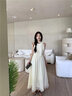 凊知柠法式茶歇挂脖白色连衣裙女夏季2025新款收腰显瘦蕾丝无袖背心长裙 杏色 L 实拍图
