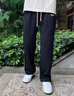 回力裤子男秋季休闲裤男宽松阔腿裤百搭直筒裤运动长裤黑色3XL 实拍图