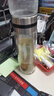 爱舒贝水杯玻璃茶杯茶水分离男士家用双层泡茶杯商务办公送长辈老师礼物 钢本色450ml【带茶隔+双层防烫】 实拍图