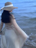 小野七天超仙海边度假吊带连衣裙露背长裙高级氛围拍照穿搭气质挂脖 豆沙绿 S 实拍图