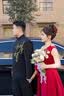 罗蒙（ROMON）新中式西装男士订婚衣服套装国风立领中山装金竹刺绣男孩成人礼服 黑色西服+白色短T+西裤1 XL 实拍图
