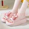 秋致夏新款厚底拖鞋女士夏季居家宿舍可爱兔子蝴蝶结凉拖鞋浴室防滑外穿 粉色 35-36 实拍图