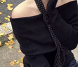 南木熊毛衣女春秋薄款一字肩针织衫上衣露肩气质甜美小众露锁骨打底衫 黑色 均码【80-120斤】 实拍图