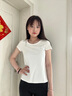 俞兆林圆领短袖t恤女2025夏季新款修身百搭显瘦时尚潮流半袖打底衫上衣 白色-圆领 L 101-110斤 实拍图